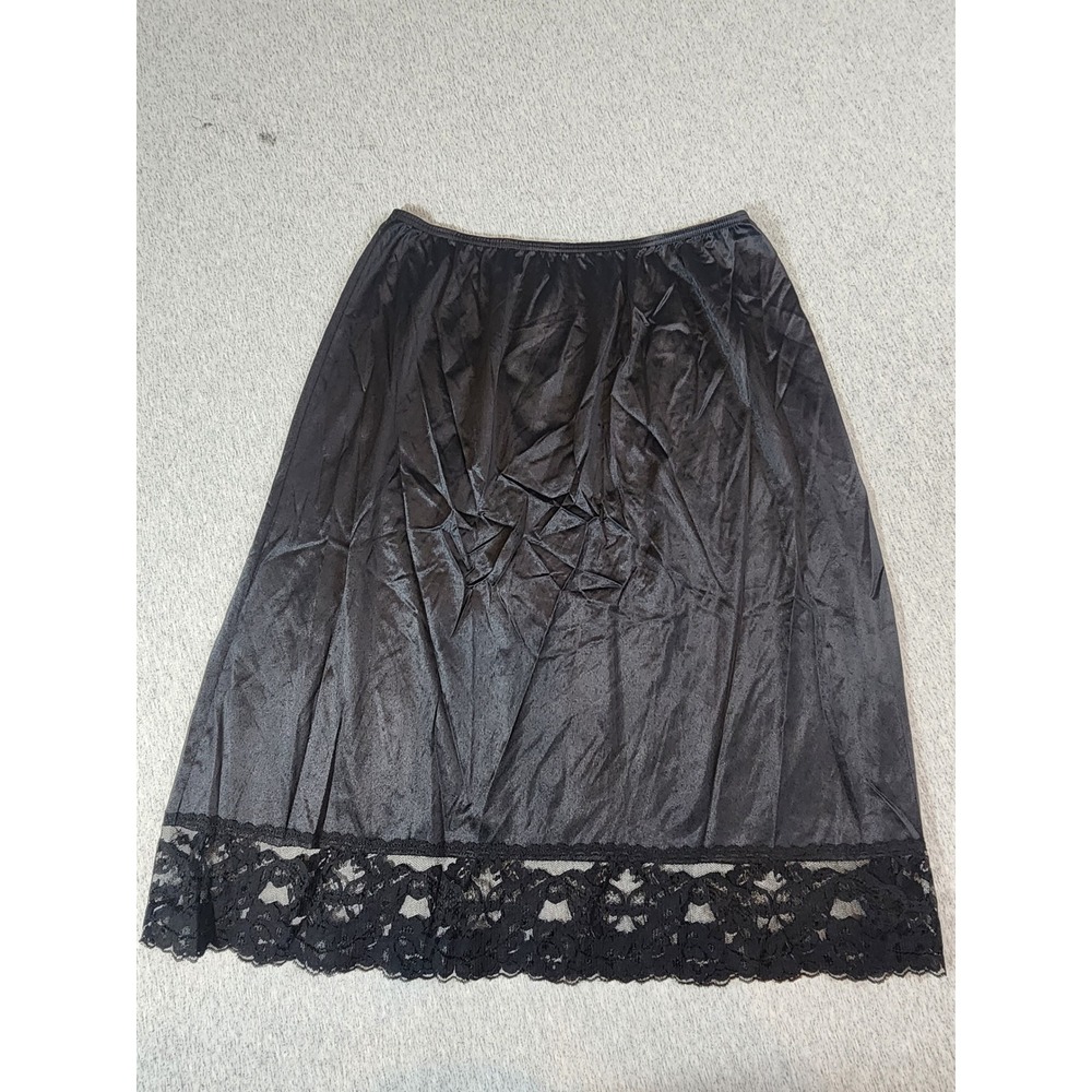 Vassarette Half Slip skirt Women Large Black Lace Trim Vintage 11-105